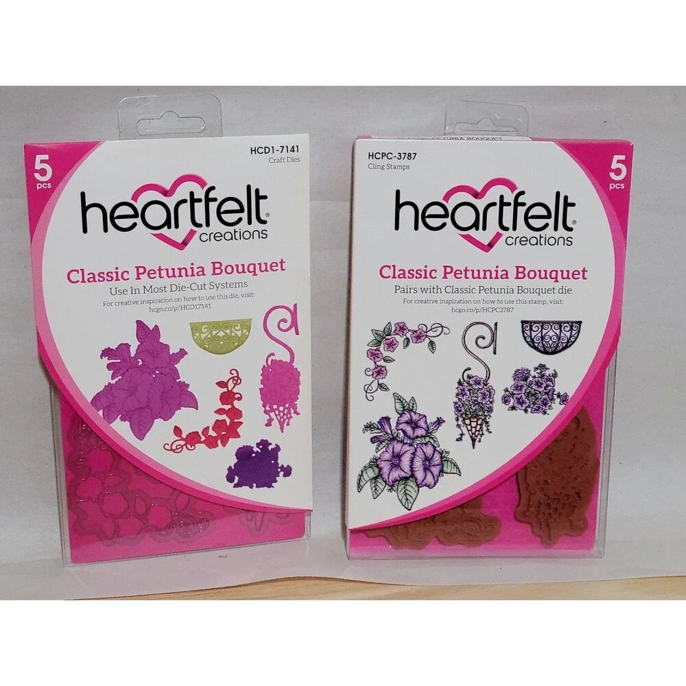 Heartfelt Creations Classic Petunia Bouquet Craft Dies Cling Stamps Scrapbook